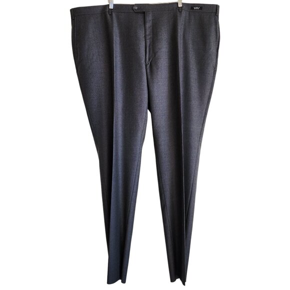 54R Jos A Bank Traveler Pants Mens Size Wool Tailored Fit Dress Pant Charcoal Sz - Picture 1 of 17